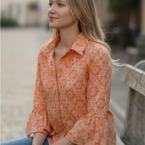 Harold's Orange Paisley Button Down Shirt
